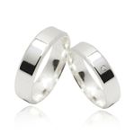 Par de Aliança Reta Borda 6mm Zircônia Prata 925