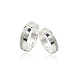 Par de Aliança Reta Filete Diamantado 4mm Prata 925