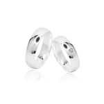Par de Aliança Abaulada Lisa 4mm Zircônia Prata 925