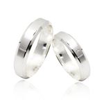 Par de Aliança Reta Borda 4mm Zircônia Prata 925