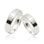 Par de Aliança Reta Borda 6mm Prata 925