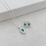 Conjunto Zircônia Esmeralda Cravejado Prata 925