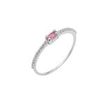 Anel Zircônia Rosa Cravejado Valentina Prata 925