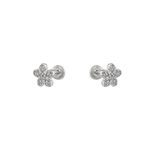 Brinco Infantil Flor Cravejada Prata 925