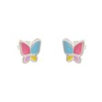 Brinco Infantil Borboleta Resinado Color Prata 925