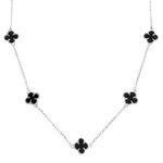 Colar Cinco Trevos 60cm Prata 925