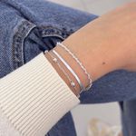 Pulseira Rabo de Rato Trançada Bolinhas Prata 925