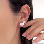 Brinco Ear Cuff Flowers Prata 925
