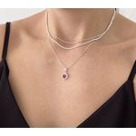 Colar Pingente Coração Cravejado 1cm Prata 925