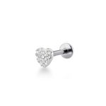 Piercing de Furo Coração Cravejado Prata 925