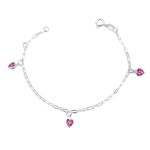Pulseira Infantil Corações Zirconias Prata 925