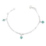 Pulseira Infantil Corações Zirconias Prata 925