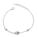 Pulseira Mão de Fátima Cravejada Prata 925
