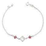 Pulseiras Trevos Vermelhos Prata 925