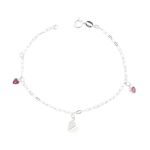 Pulseira Coração Origami Zirconias Color Prata 925