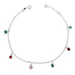 Tornozeleira Zirconias Color Prata 925