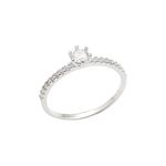 Anel Solitário 4mm Cravejado Prata 925