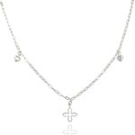 Choker Flor Zircônias Corações Prata 925