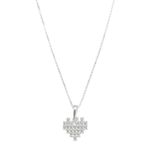 Gargantilha Coração Cravejado 1cm 40cm Prata 925