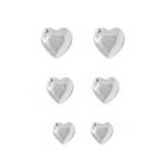 Trio Brinco Coração Liso Prata 925