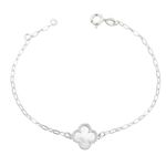 Pulseira Trevo Único Resinado Branco Prata 925