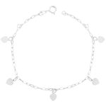 Tornozeleira Plaquinhas Corações Prata 925