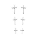 Trio Brincos Cruz Lisa Prata 925