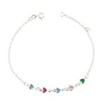 Pulseira Corações Deitados Color Prata 925