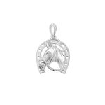 Pingente Cavalo com Ferradura 1,7cm Prata 925