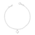 Pulseira Pingente Coração Liso 9mm Prata 925