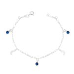 Pulseira Lua com Zircônias Safira Prata 925