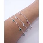 Pulseira Pingentes Zirconias Corações Prata 925