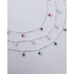 Pulseira Pingentes Zirconias Corações Prata 925