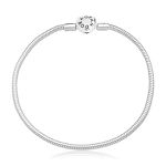 Pulseira Berloque Mini 1,9mm Fecho Coração Cravejado Prata 925