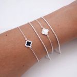 Pulseira Trevo Madrepérola Cravejado Prata 925
