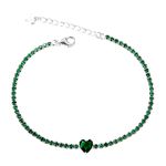 Pulseira Riviera Esmeralda com Coração Prata 925