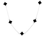 Choker Trevos Resina Preto Prata 925