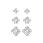 Trio Brinco Trevo Prata 925