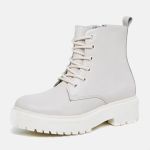 Bota Feminina Coturno Lecas Tratorada Off White