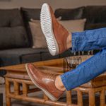 Sapato Casual Masculino Oxford Brogue Premium Canela