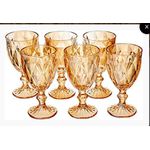 Taças Vidro Diamond Ambar Lyor 06 peças