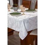 Toalha de Mesa Jacquard Adamascado Branco