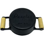 Panela de Ferro Fundido Alça de Madeira Tampa de Vidro 14 cm 