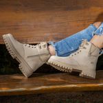  Bota Coturno Feminino Hickman Marfim