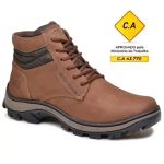 Bota coturno de segurança EPI´s em Couro ref. Safe Cravo