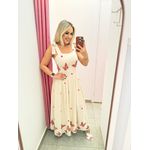 VESTIDO LINHO BORDADO BORBOLETA ROSA ALÇA