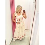 VESTIDO LINHO BORDADO BORBOLETA ROSA ALÇA