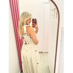 VESTIDO EM LINHO BORDADO BORBOLETA AZUL ALÇA 