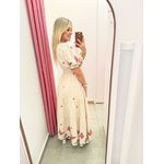 VESTIDO LINHO BORDADO BORBOLETA ROSA