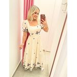 vestido linho bordado borboleta azul